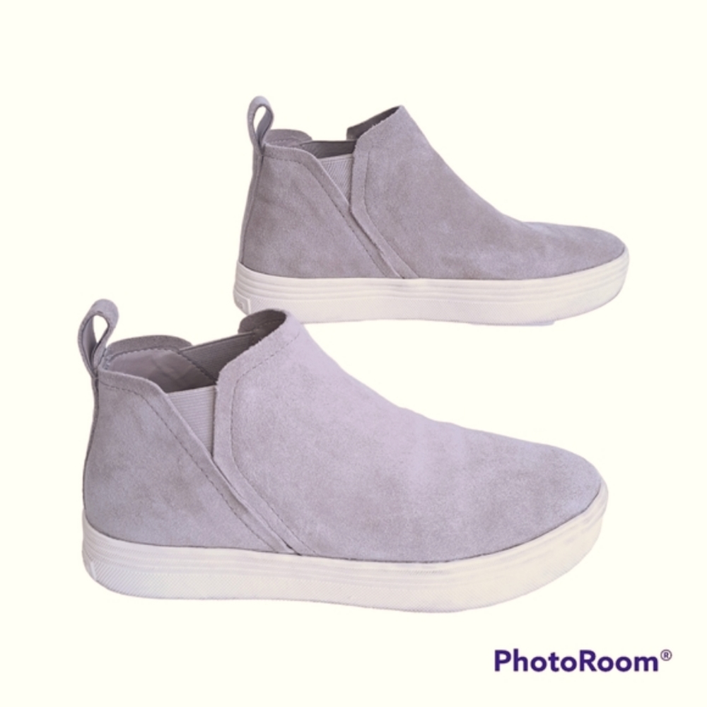 Dolce Vita Tasha sneakers, gray suade high-top slip-on ankle booties sz 8 1/2